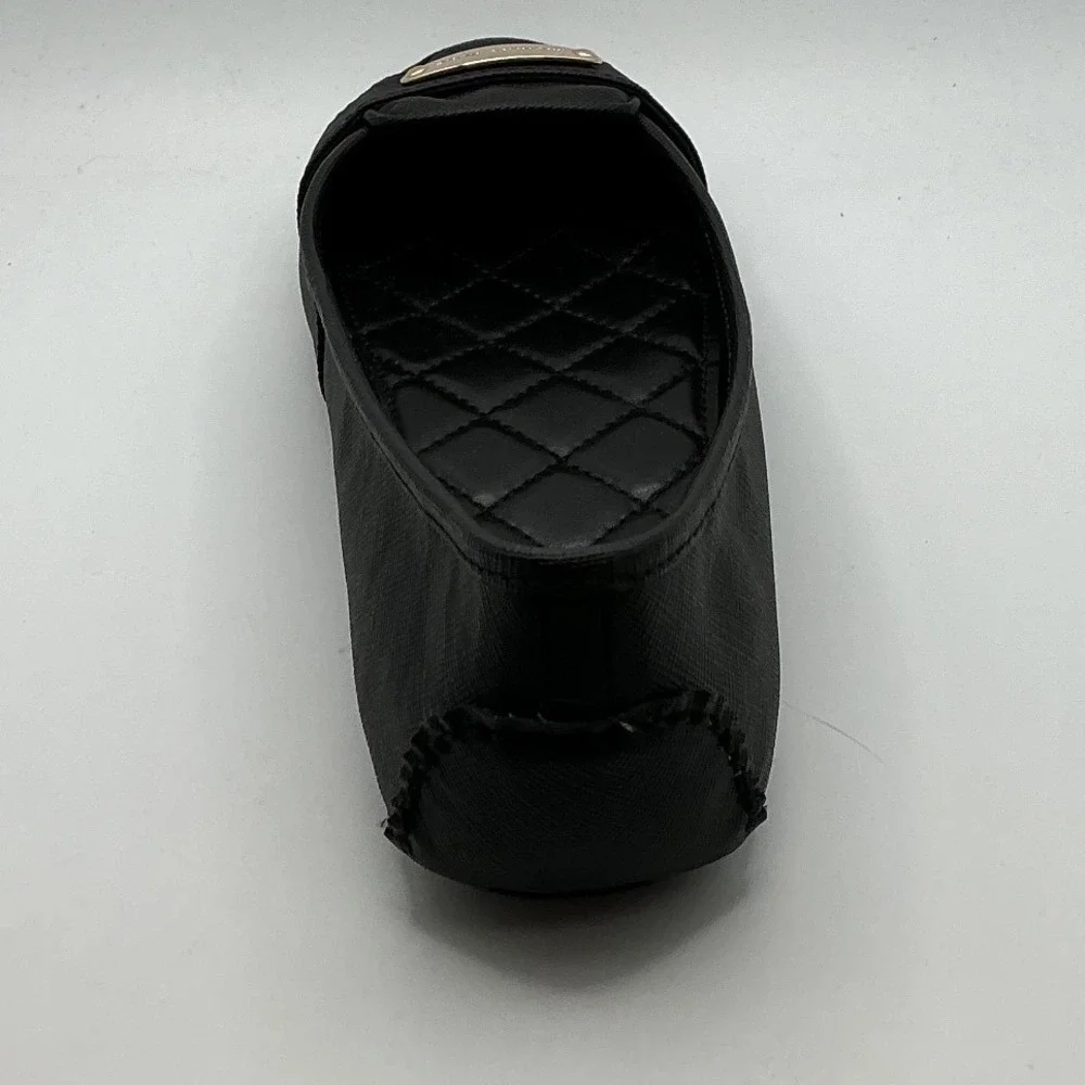 Michael Kors Black Saffiano Quilted Ballet Flats Gold Logo Plaque 7M MV22J